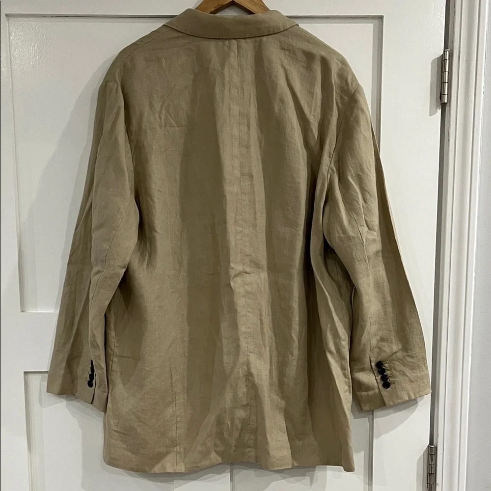 Everlane Beige Linen Double Breasted Blazer Size 14 - Picture 3 of 6